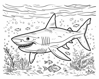 great white shark coloring page