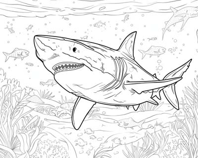great white shark coloring page