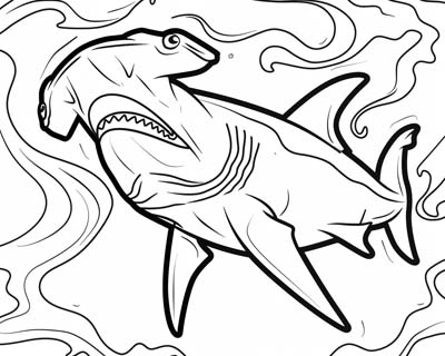 coloring page of a hammerhead shark