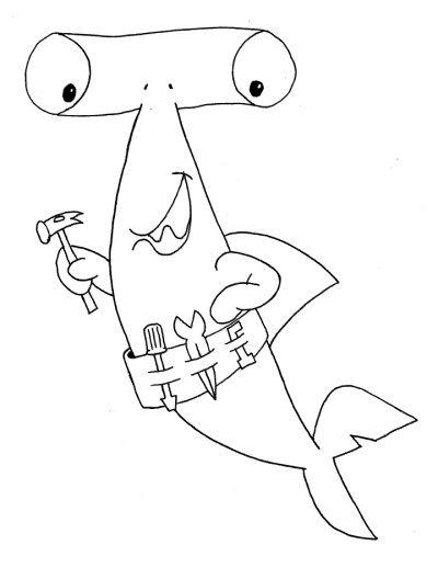 cartoon hammerhead Shark coloring page