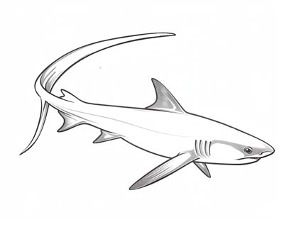 coloring page of a thresher shark