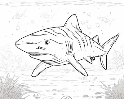 coloring page of a tiger shark