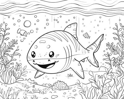 coloring page of a tiger shark