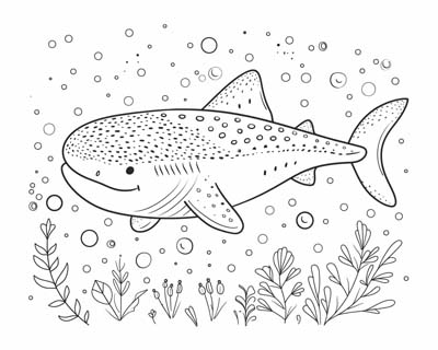 cartoon coloring page of a whale shark