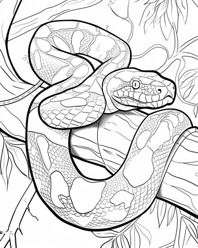 snake in a tree coloring page