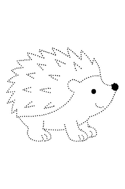 easy dotted outline coloring page of a hedgehog