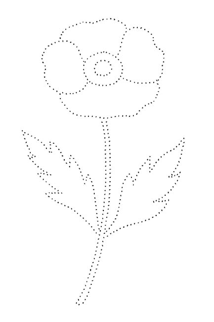 easy dotted outline coloring page of a poppy