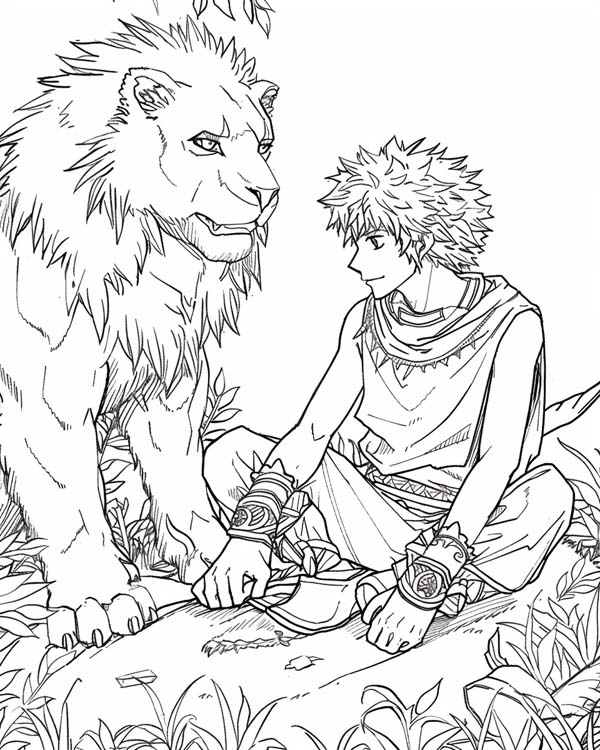 Bible coloring page of Daniel in the Lion's den