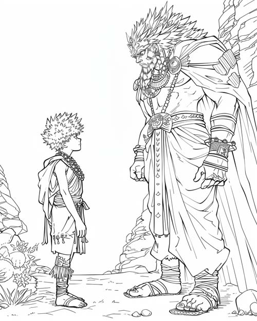 David and Goliath coloring page