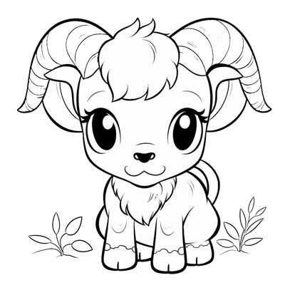 happy bighorn sheep coloring page