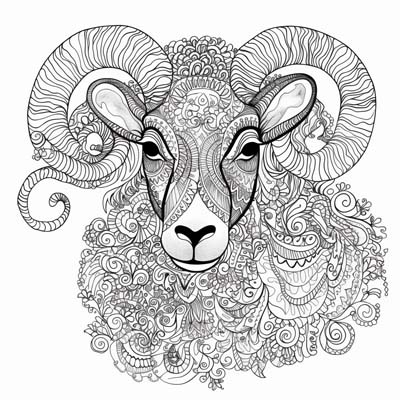 bighorn sheep head adult coloring page