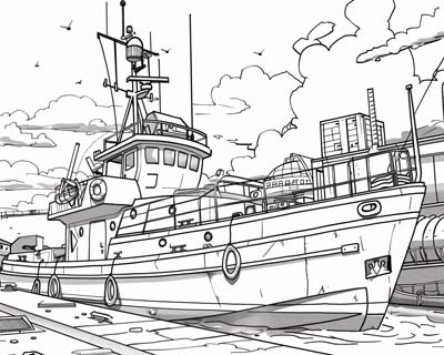 coloring page of a coast guard