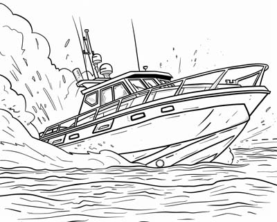 coloring page of a pilot boat