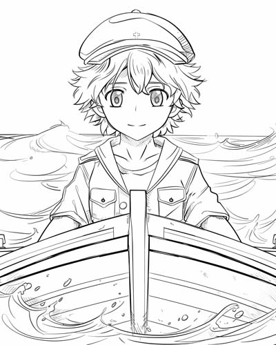 coloring page of a sailor