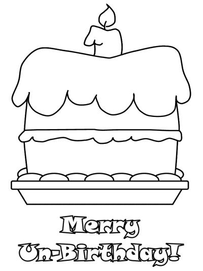 Happy unbirthday cake coloring pages