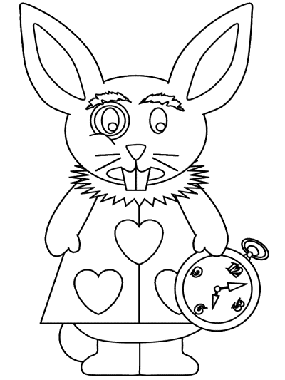 Alice in Wonderland's white rabbit coloring pages