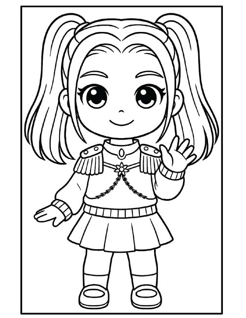k-pop demon hunters preschool coloring page of Mira