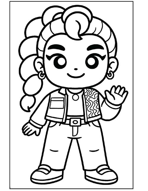 k-pop demon hunters preschool coloring page of Rumi