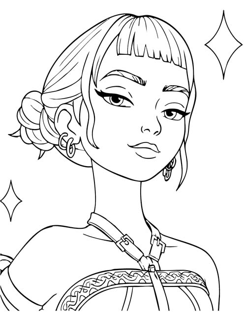 k-pop demon hunters coloring page of Zoey