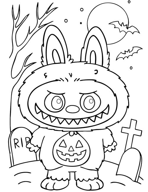 labubu coloring page of Halloween character