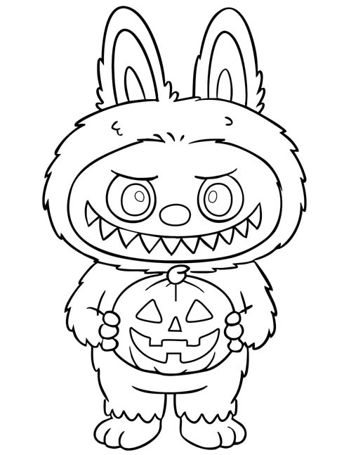 labubu coloring page of jackolantern character