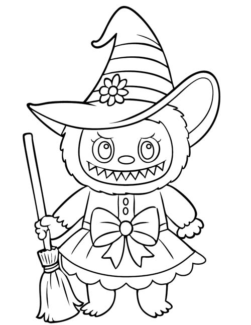 labubu coloring page of witch character