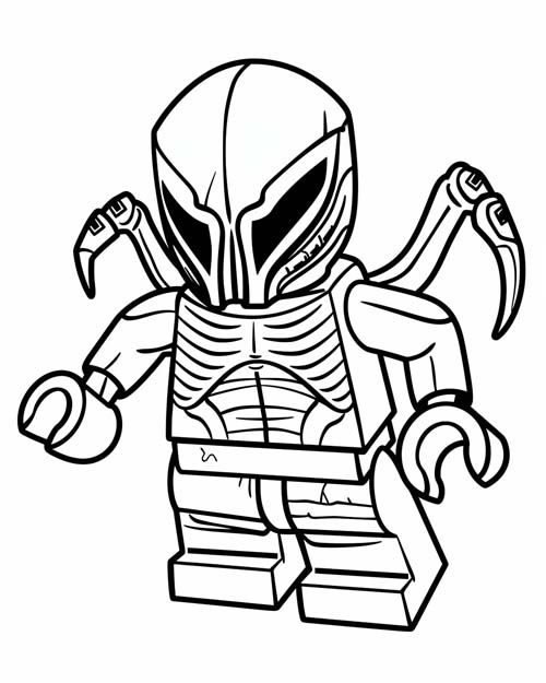 coloring page of a lego alien