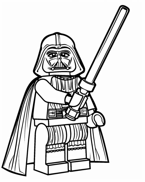 coloring page of a lego darth vader