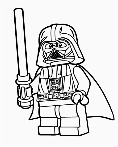 coloring page of a lego darth vader