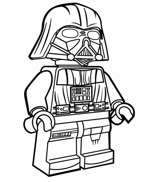 coloring page of a lego darth vader