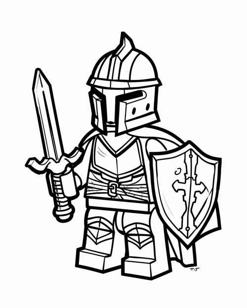 coloring page of a lego knight