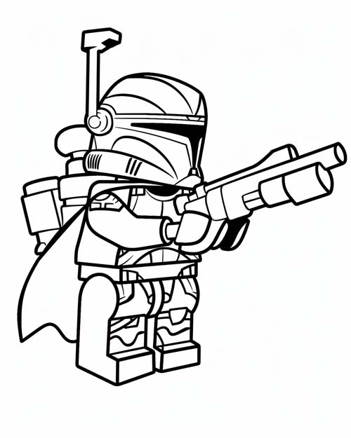 coloring page of a lego Mandalorian