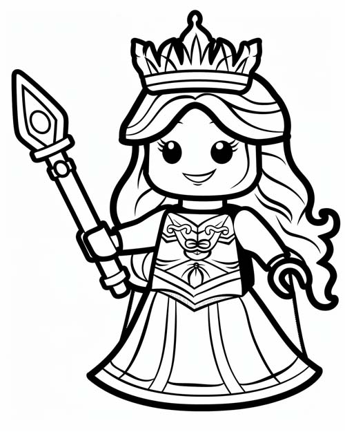 coloring page of a lego princess