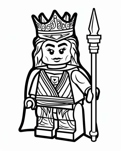 coloring page of a lego queen
