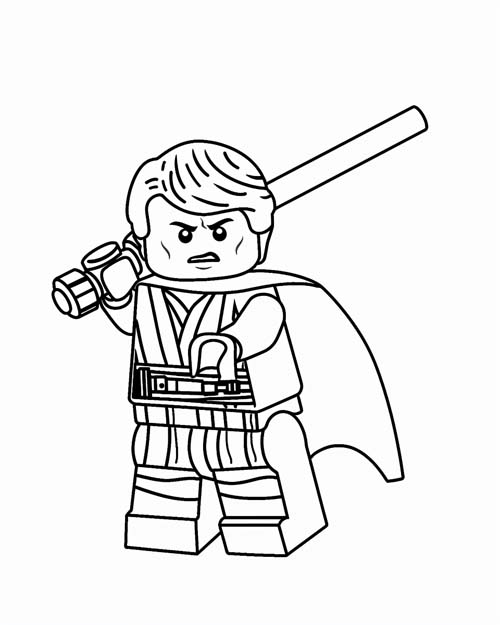 coloring page of lego Luke Skywalker