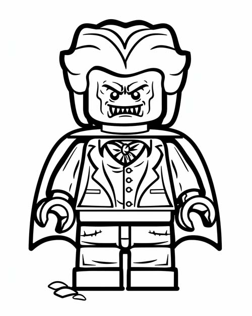 coloring page of a lego vampire