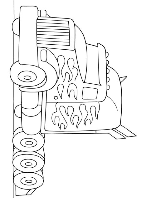 coloring page of Optimus Prime semi truck