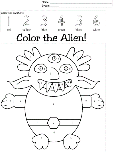 space alien coloring book pages