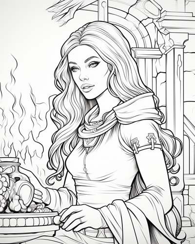 Celtic goddess, Brigid coloring page