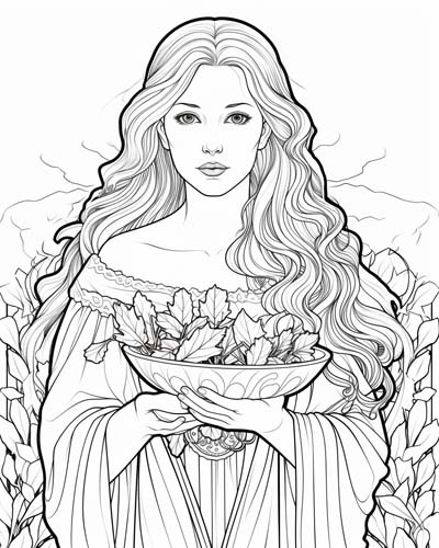Celtic goddess, Brigid coloring page
