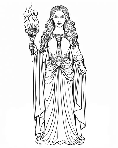Brigid, a Celtic goddess coloring page