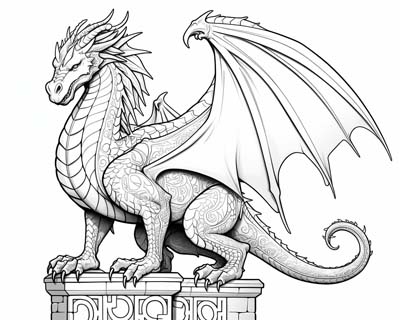 Celtic dragon coloring page