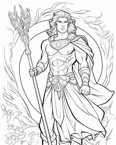 coloring page of the Celtic hero, Cu Chulainn