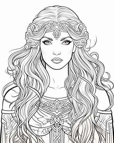 Danu, the Celtic mother goddess coloring page