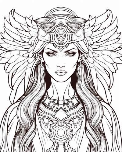 Celtic goddess Morrigan coloring page