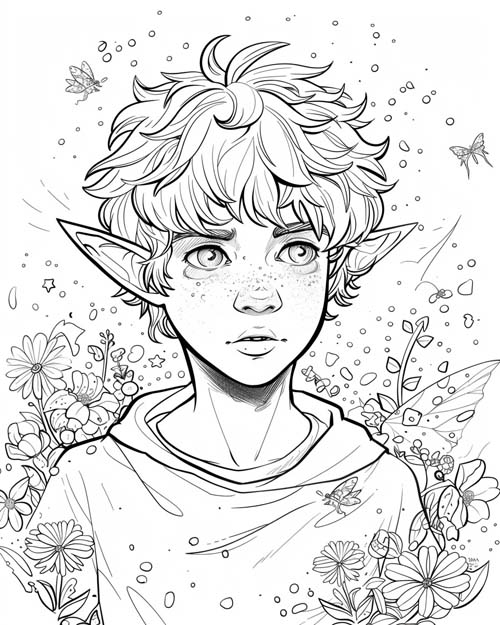 folklore coloring page of Robin Goodfellow