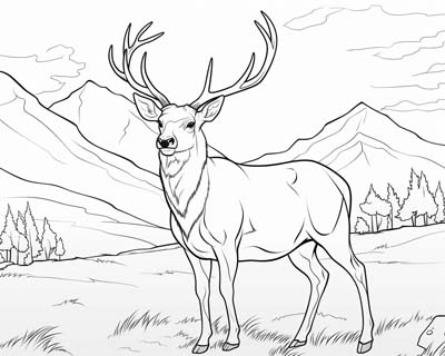Red Deer Stag coloring page