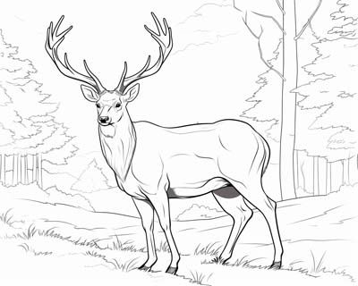 Red Deer Stag coloring page