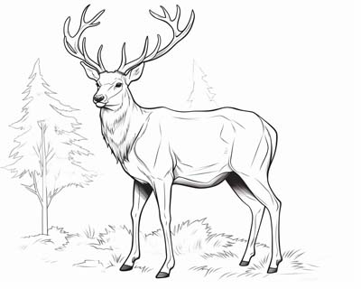 Red Deer Stag coloring page