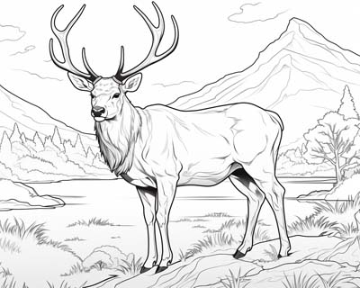 Red Deer Stag coloring page